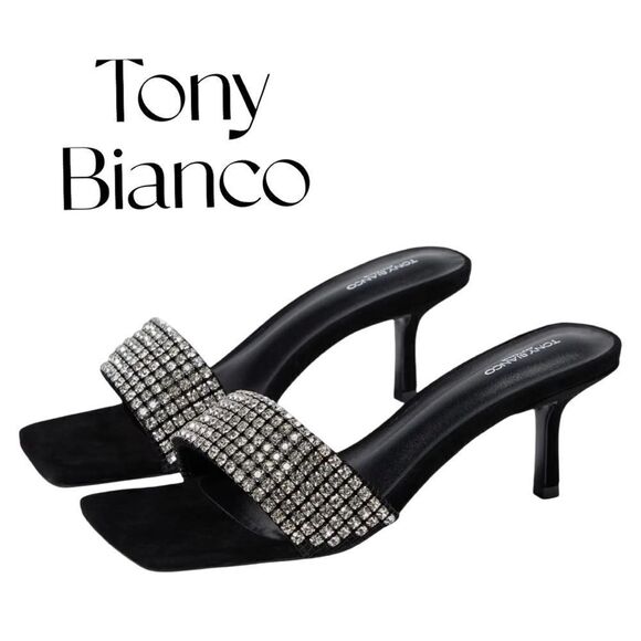 Tony Bianco Shoes - TONY BIANCO for Revolve Black Suede Sequin Amos Heel Sandal Sz 8 NIB